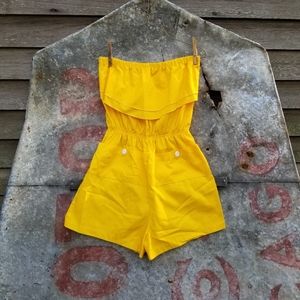 VINTAGE 80s Sunny Summer Yellow Romper